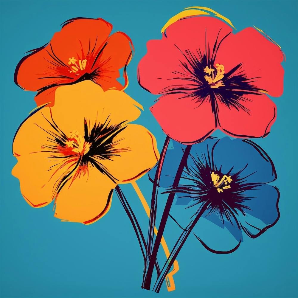 Andy Warhol Style Pop Art Flowers Flax Flower 2 Square