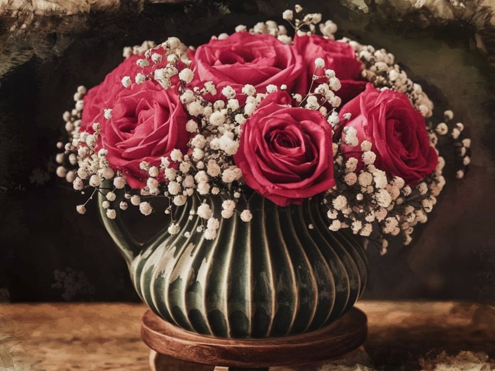 Pink Roses In A Vase