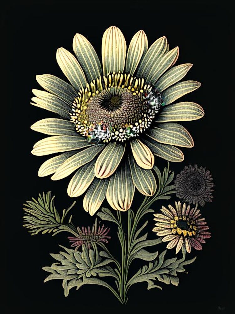 Osteospermum 3 Floral Botanical Vintage Poster Flower