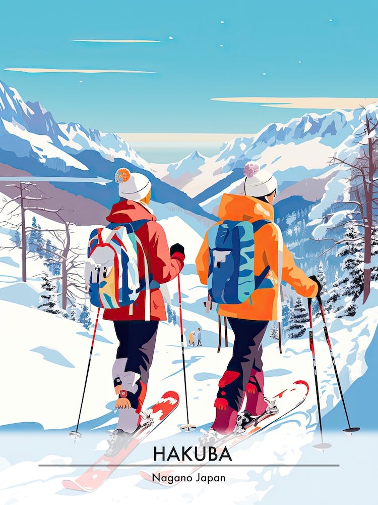 Hakuba   Nagano Japan, Ski Resort Poster Illustration 3