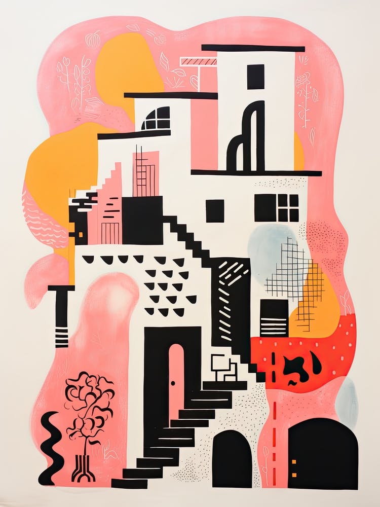 A House In Istanbul, Abstract Risograph Style 4