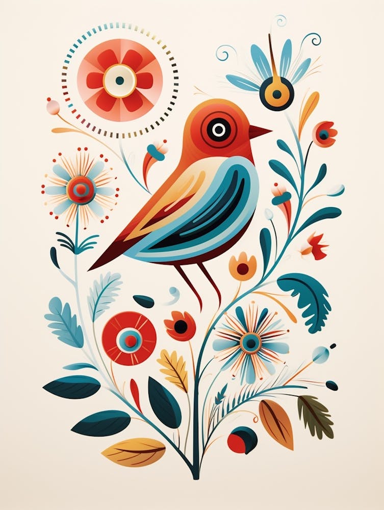 Scandinavian Bird Illustration Sparrow 1