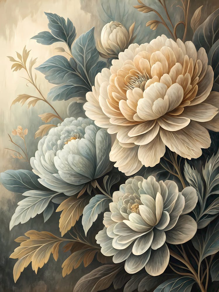 Abstrakte geschichtete Blumen im Ölgemäldestil