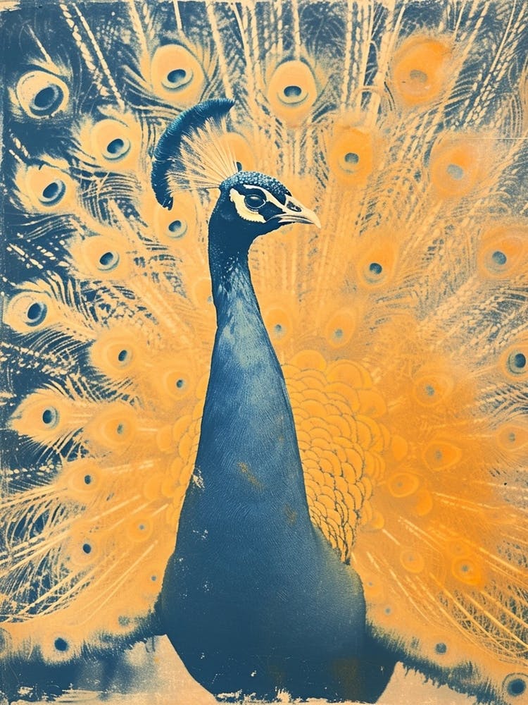 Blue & Orange Peacock Feathers