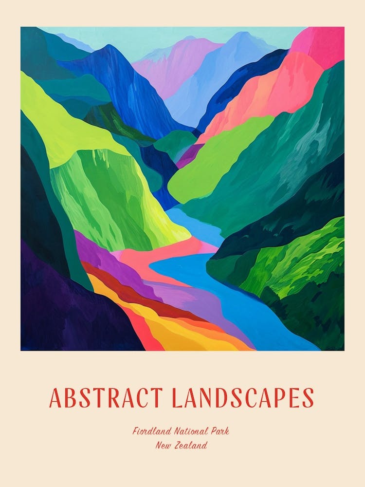 Colourful Abstract Fiordland National Park New Zealand 3 Poster