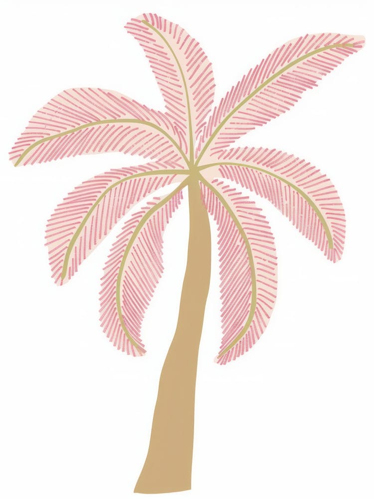 Palm In Pink Summer Beach Illustration