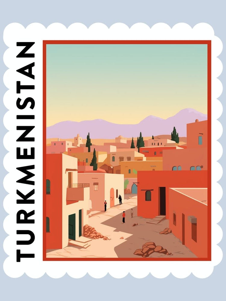 Turkmenistan Travel Stamp Poster