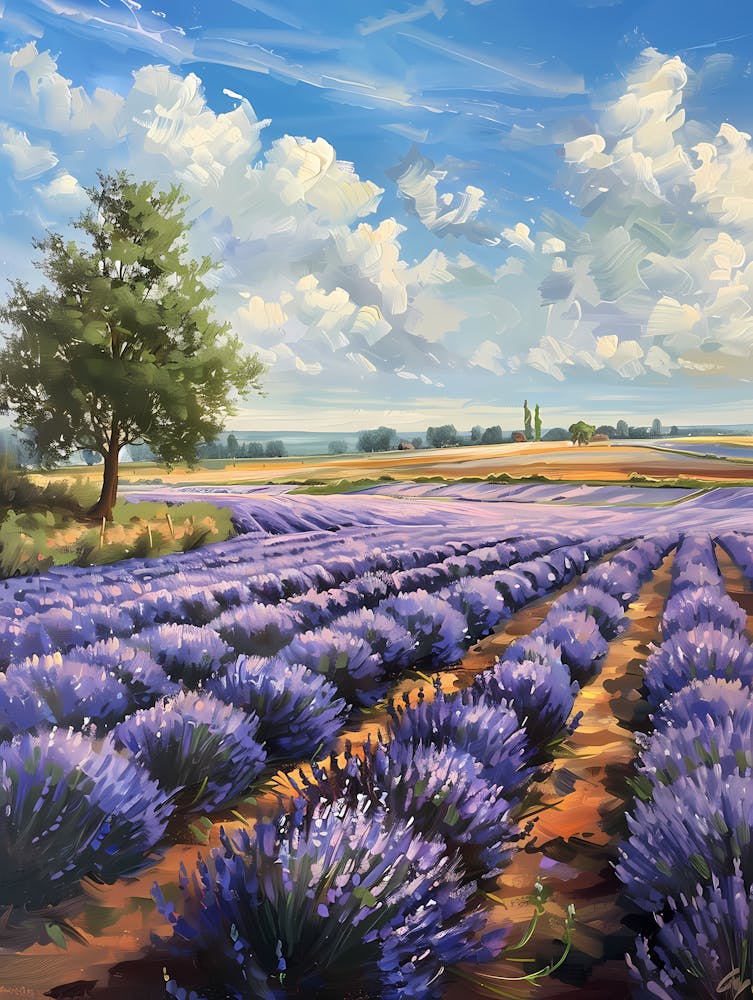 Lavender Field And Tree