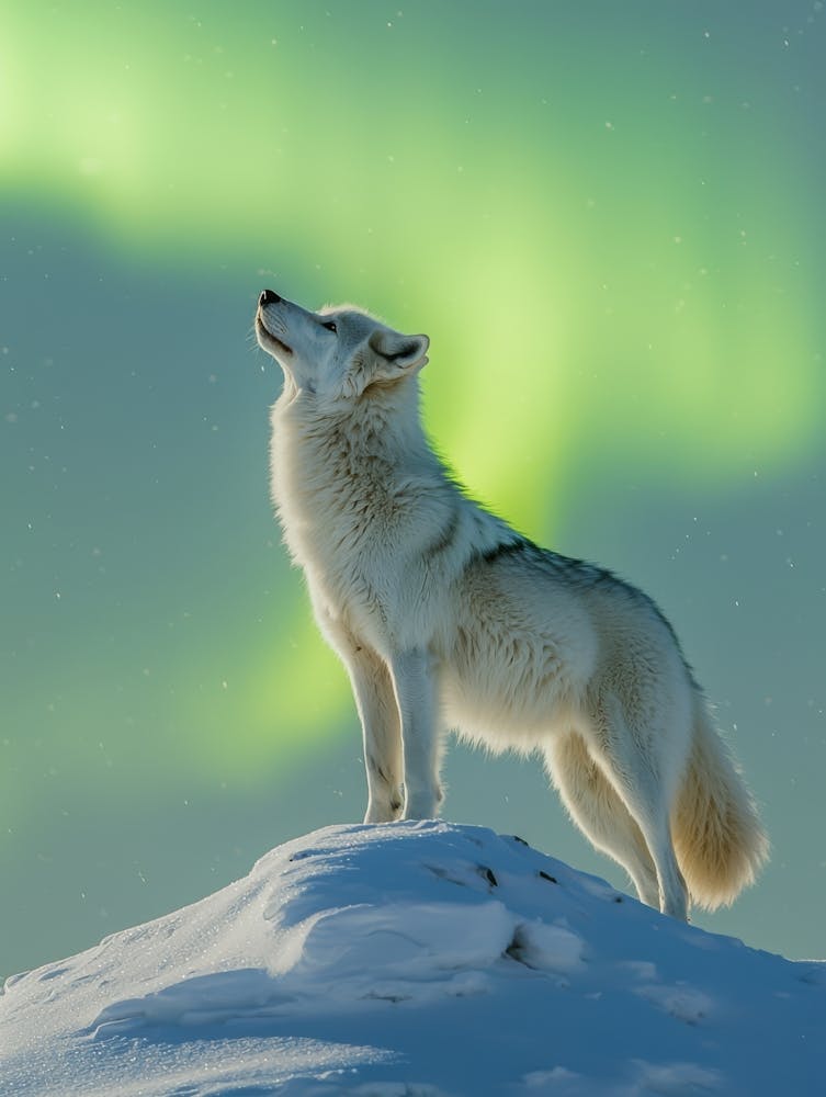 White Wolf Howling. Generated with AI. 2