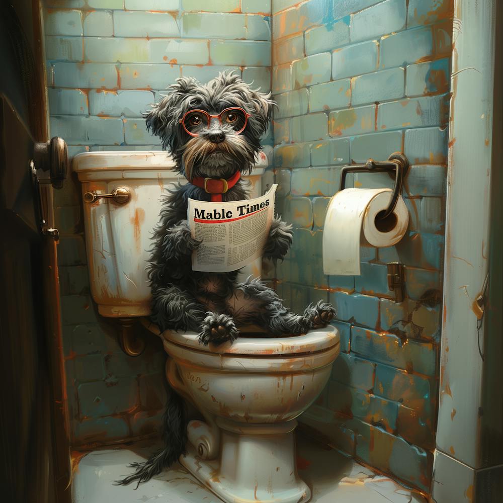 Mabel Reading Newspaper in the Loo