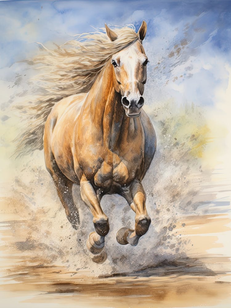 A Horse Painting In The Style Of Wash Technique 4