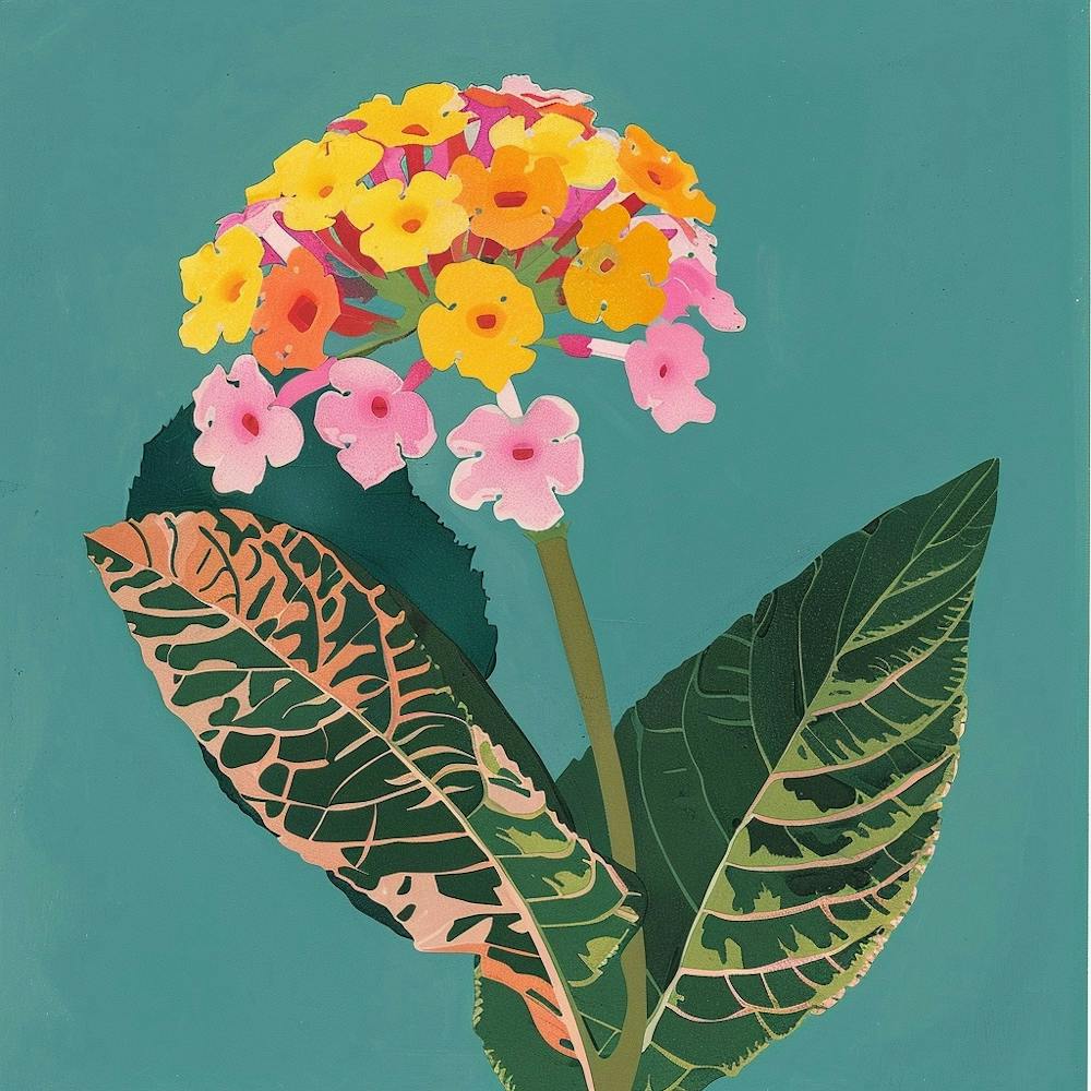 Lantana Square Flower Illustration