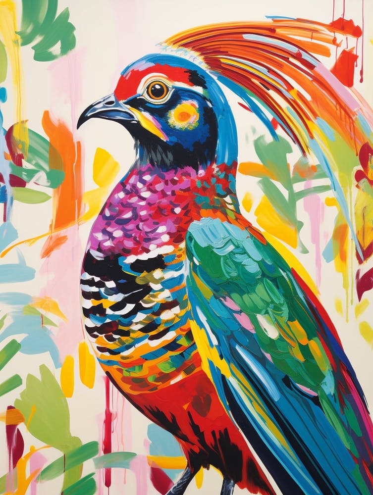 Peinture d'oiseau colorée - Faisan 7