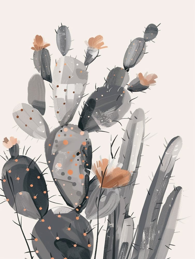 Silver Torch Cactus Minimalist Abstract 3