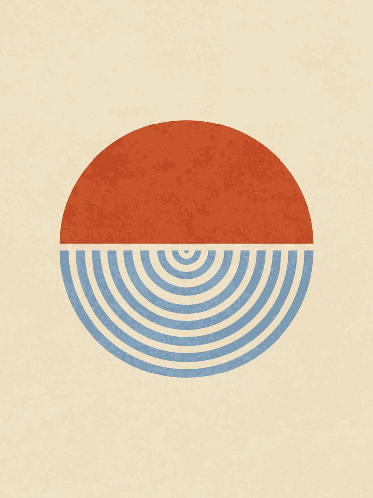 Sunset and Waves Abstract Art