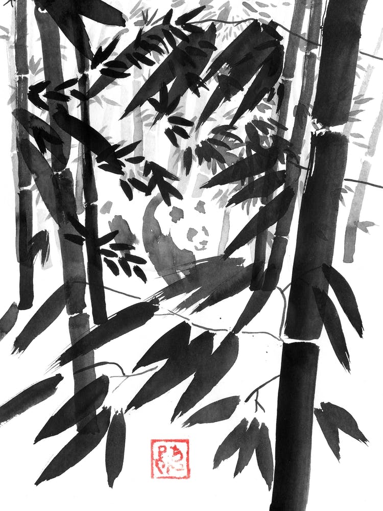 Panda in Bamboo Forest