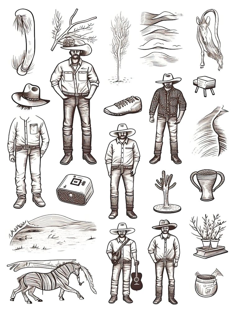 Cowboy Things Drawing 2