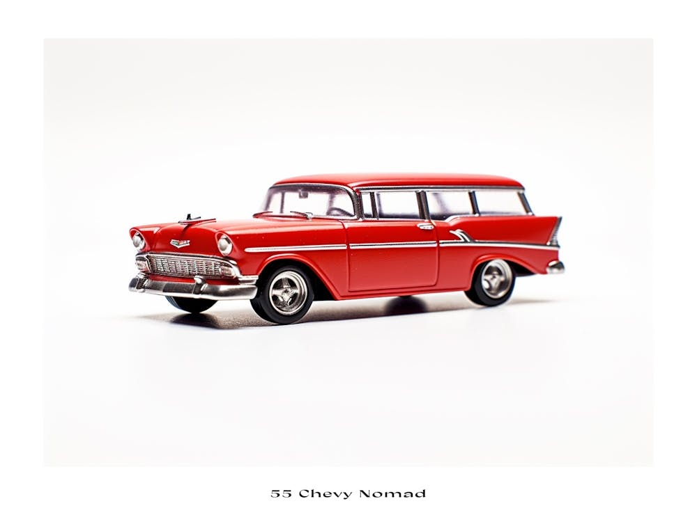 Toy Car 55 Chevy Nomad Red Poster
