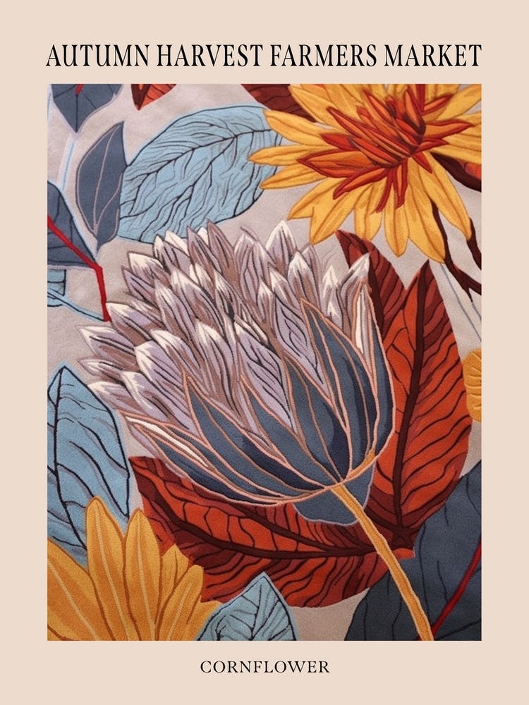 Fall Botanicals Cornflower 3 Poster