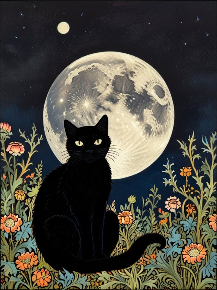 William Morris Black Cat In The Moonlight 25