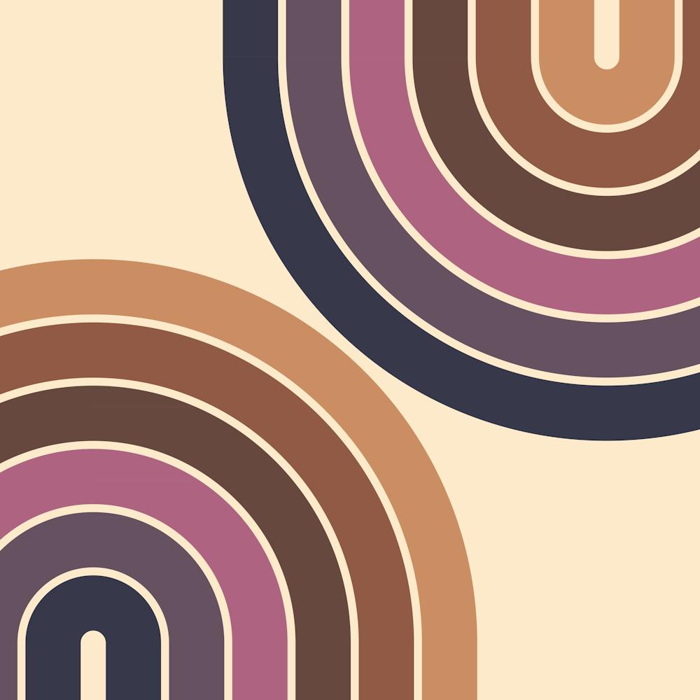 Midcentury Modern Geometric Rainbow C4 In Rustic Earthy Purple Blue 02