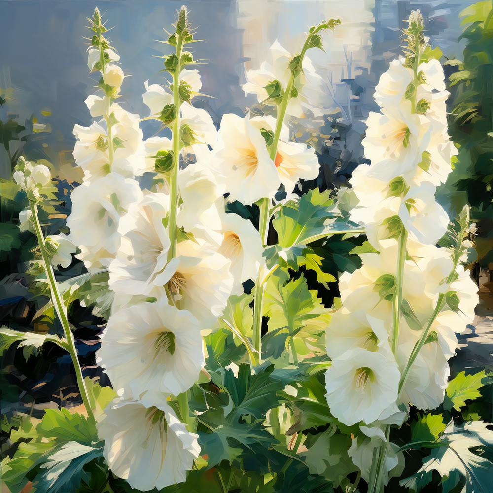 White Hollyhocks