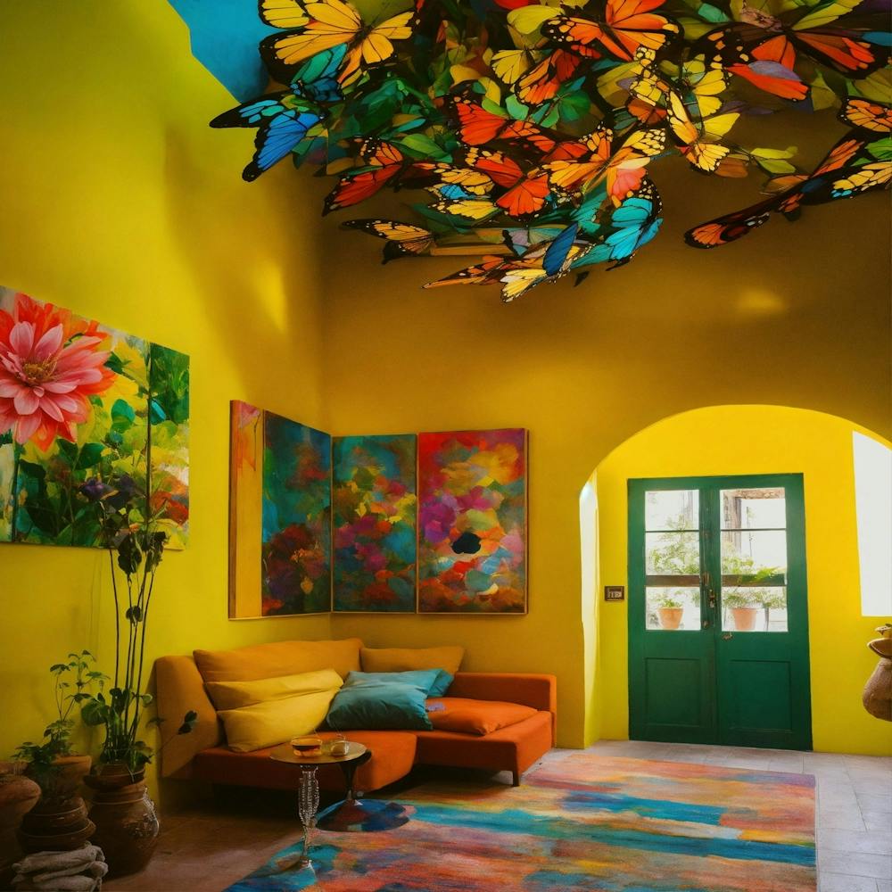 Colorful Living Room With Butterflies