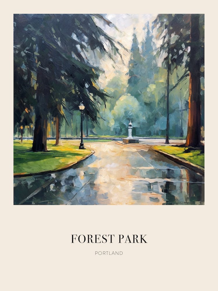 Forest Park Portland United States 3 Vintage Cezanne Inspired Poster