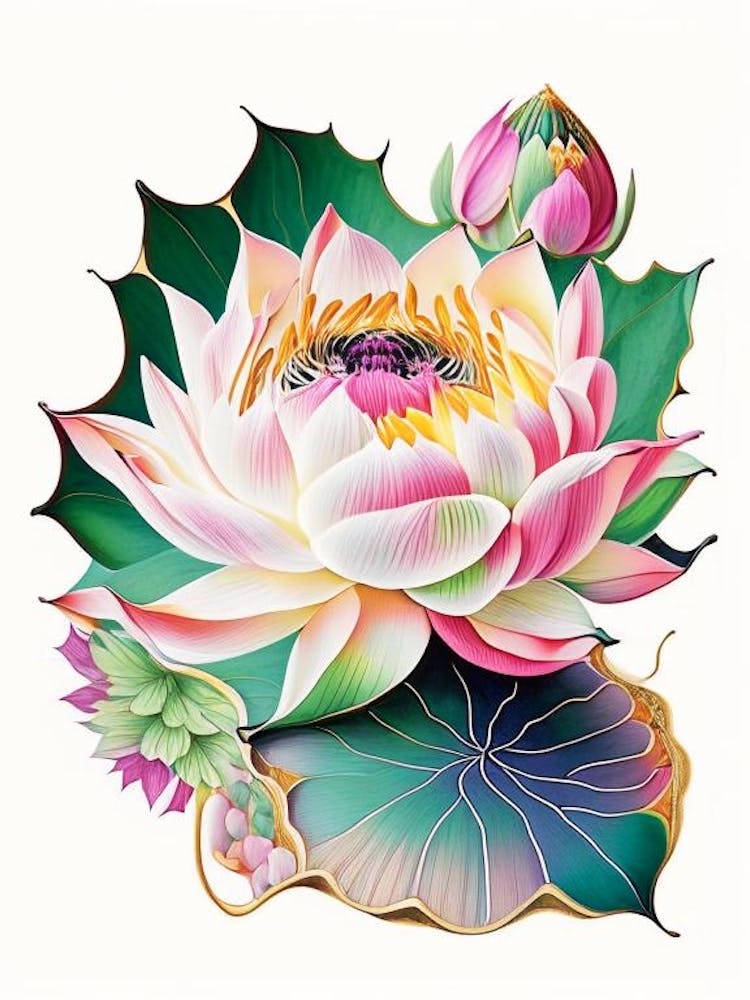 Lotus Flower Pattern Decoupage 1