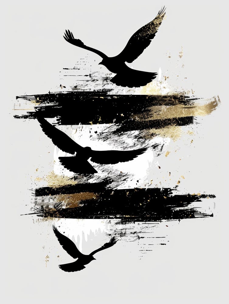 Black Birds In Flight