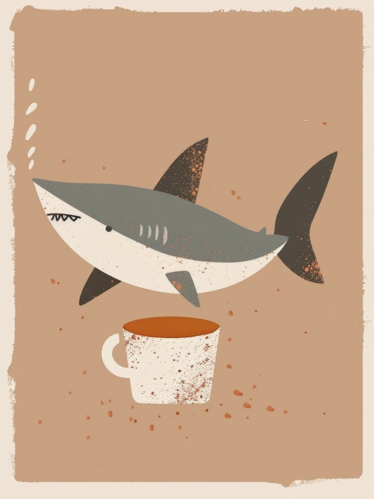 A Shark & Coffee Muted Pastels