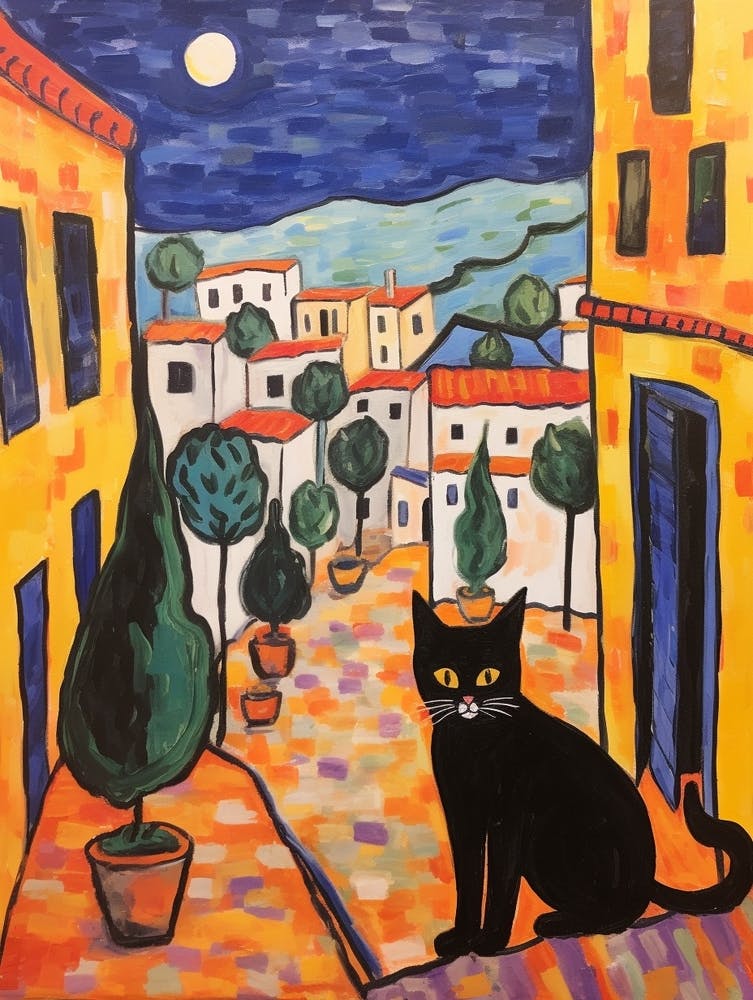 Painting Of A Cat In Assisi Italy 2