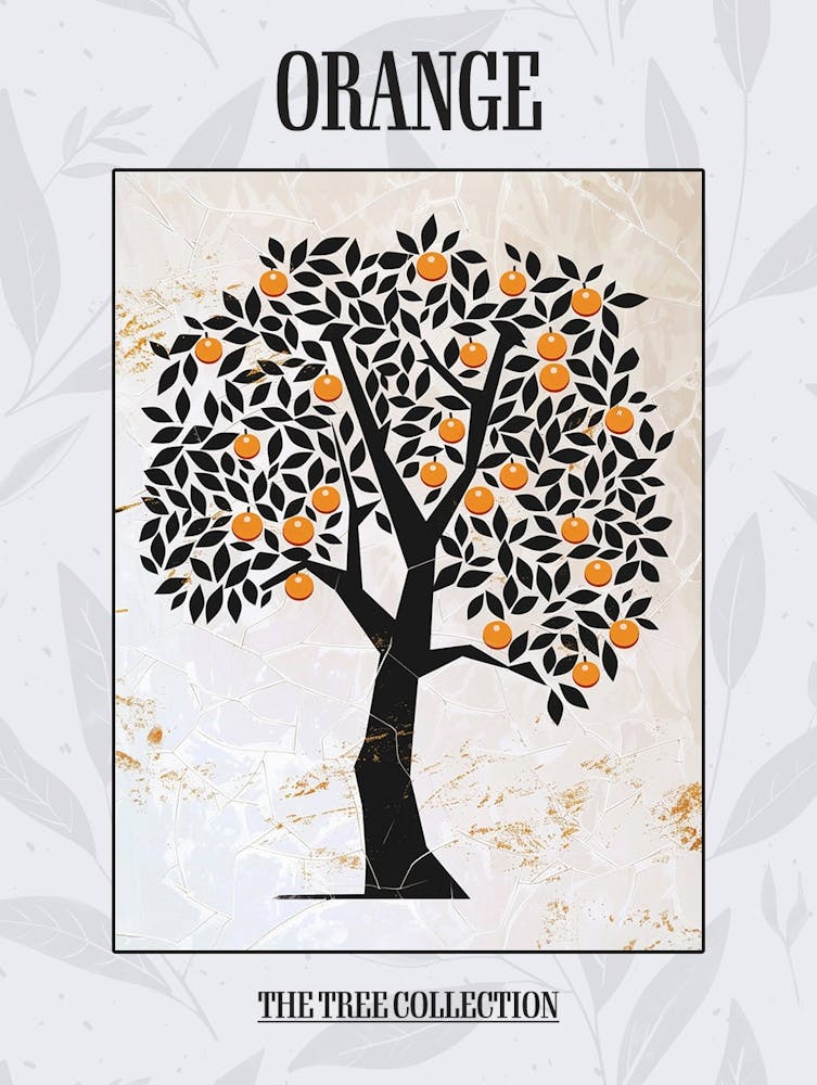 Orange Tree Simple Geometric Nature Stencil 1 Poster