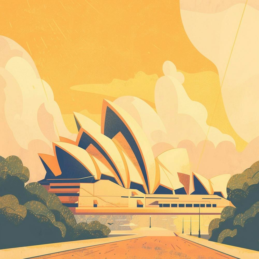 A Sydney Opera House In Sydney Lofi Illustration 1720432824 4
