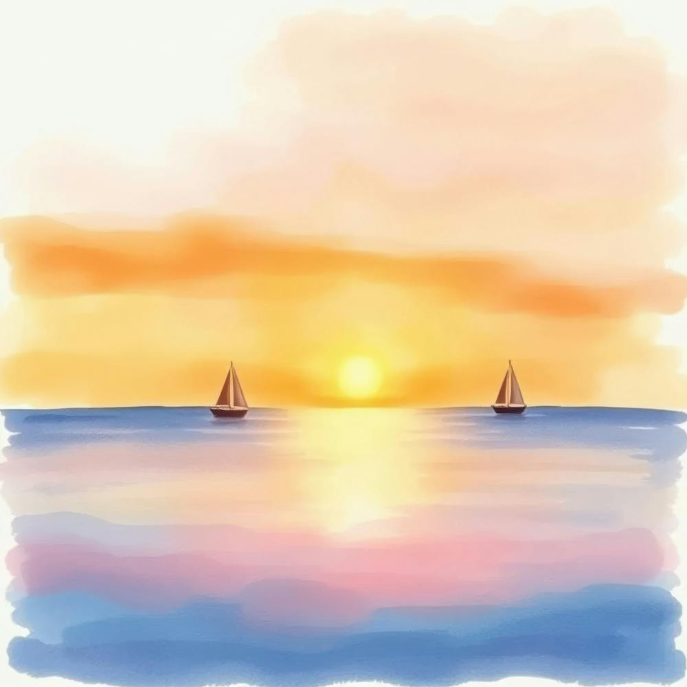 Watercolor Sunset 4