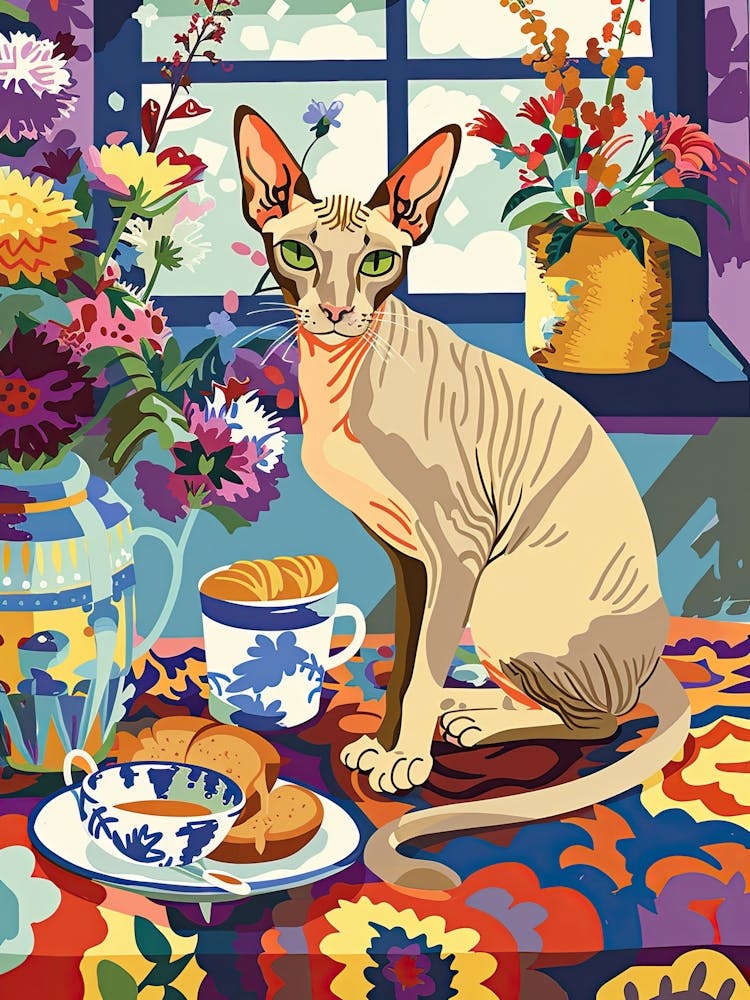 Teezeit mit einer Cornish Rex Katze 1