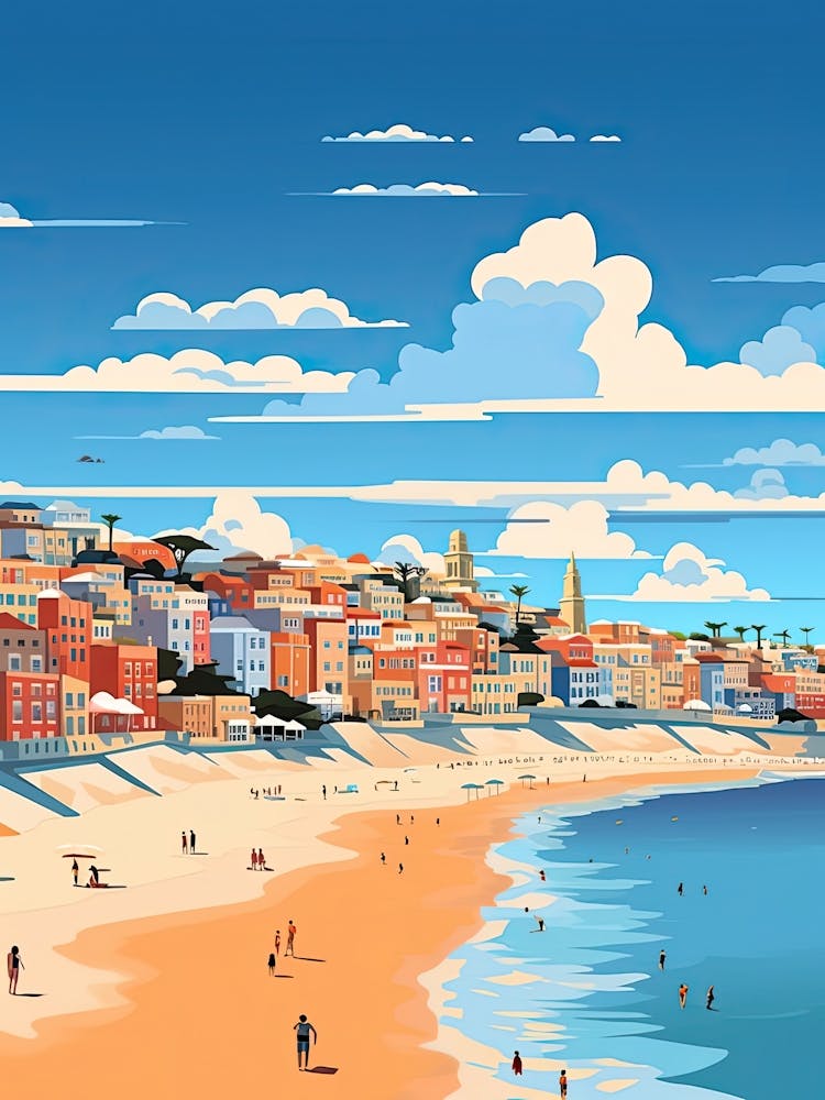 Bondi Beach, Australia, Flat Illustration 2