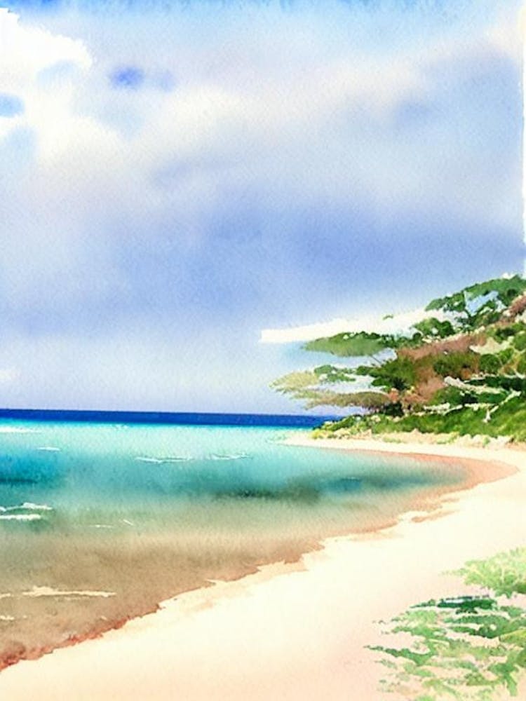 Galley Bay Beach 2, Antigua Watercolour