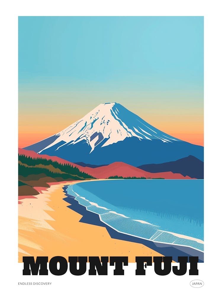 Mount Fuji Japan 2 Colourful Travel Poster
