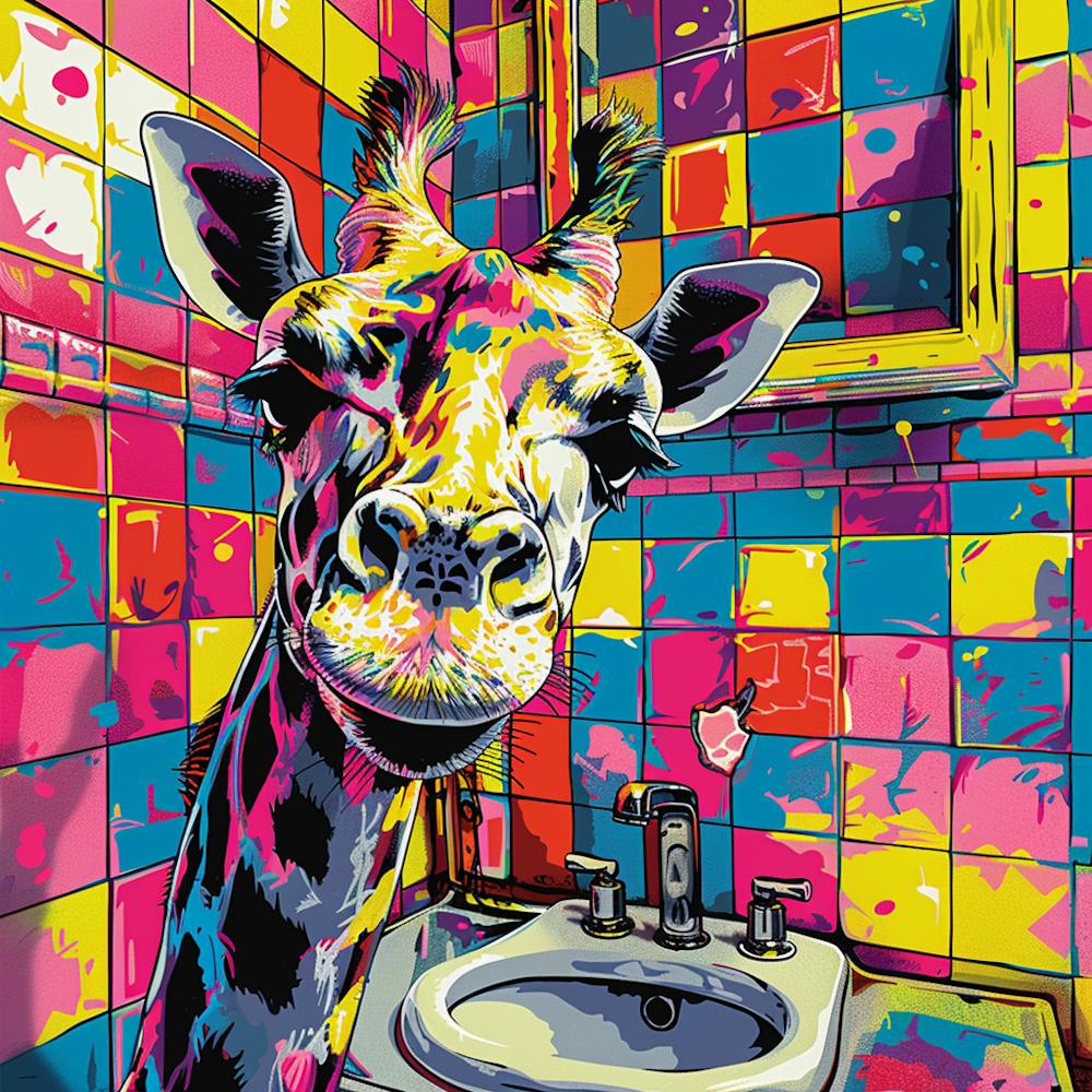 Giraffe In The Bathroom