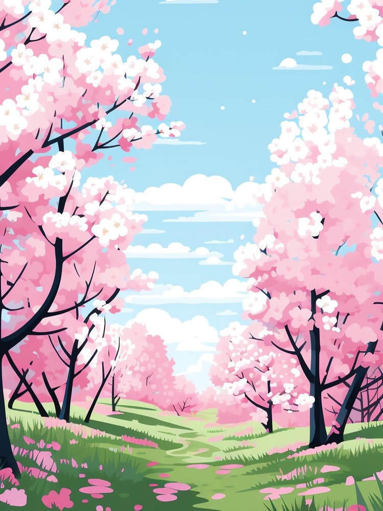 Blossoming Cherry Trees - Landscape