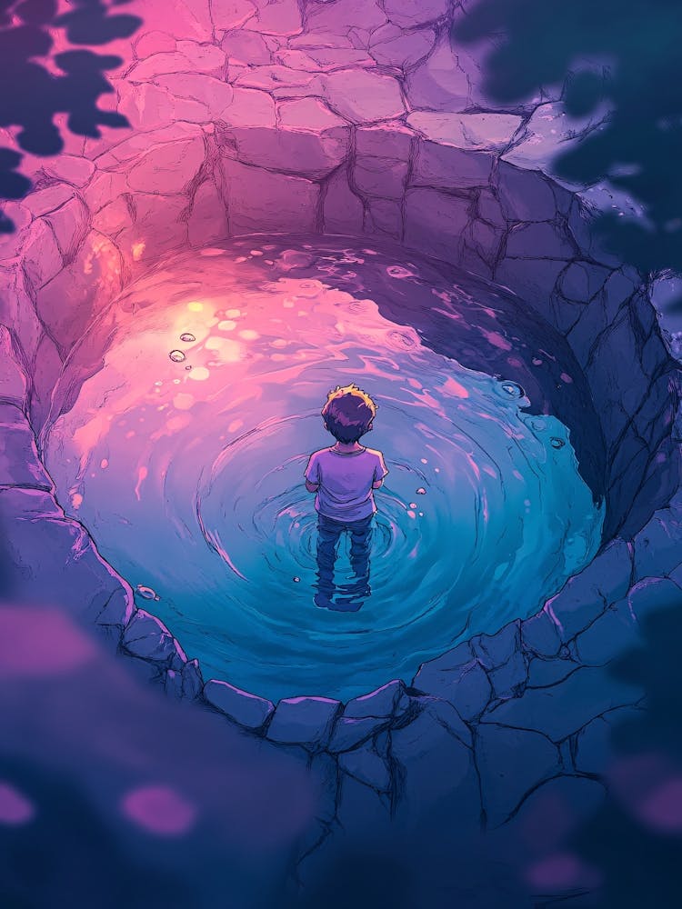 Man Standing In A Pool