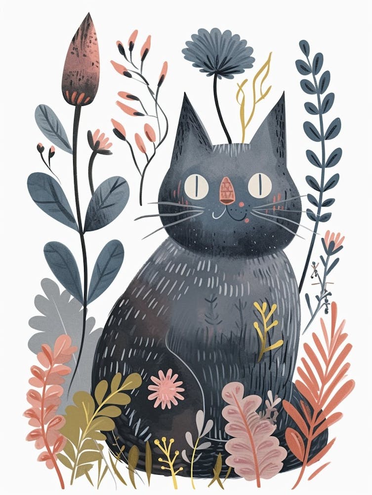 Nebelung Cat Clipart Illustration 4