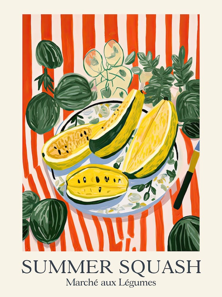 Marche Aux Legumes Summer Squash Summer Illustration 1
