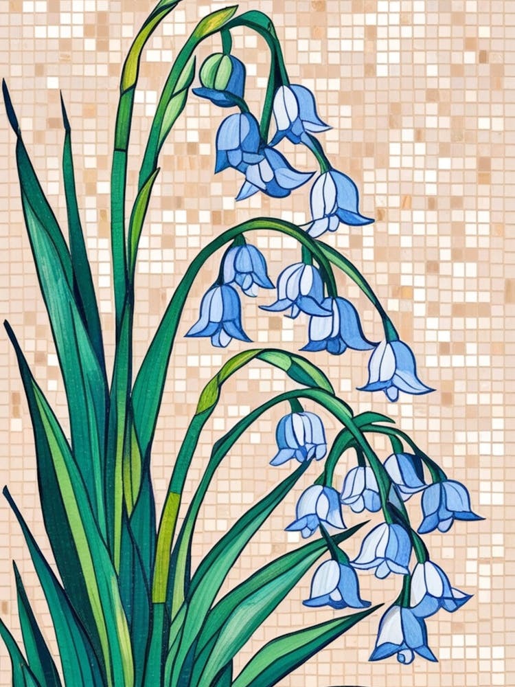 Bluebells On A Tile Background