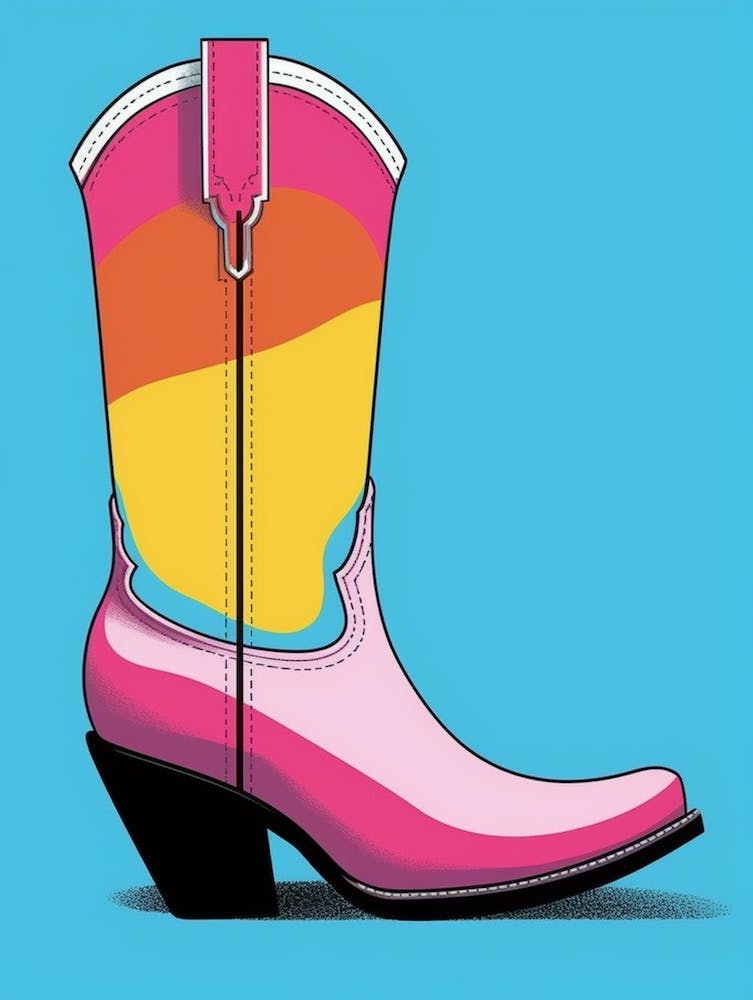 Cowgirl Boots Bright Colours Illustration 3