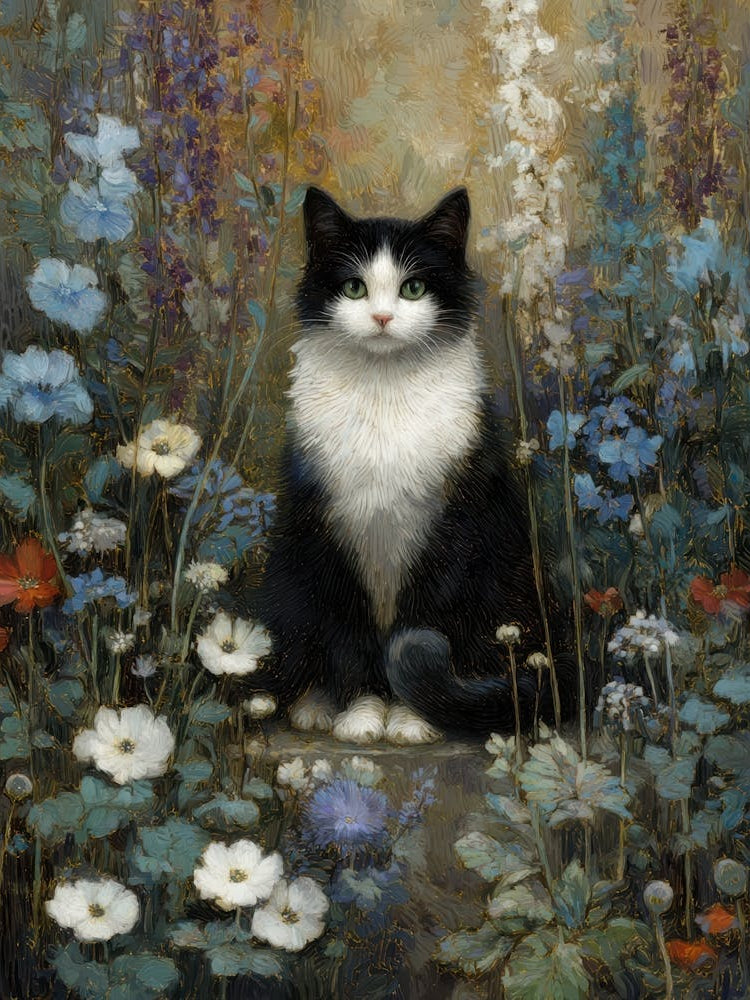 Cat In Flowers 3