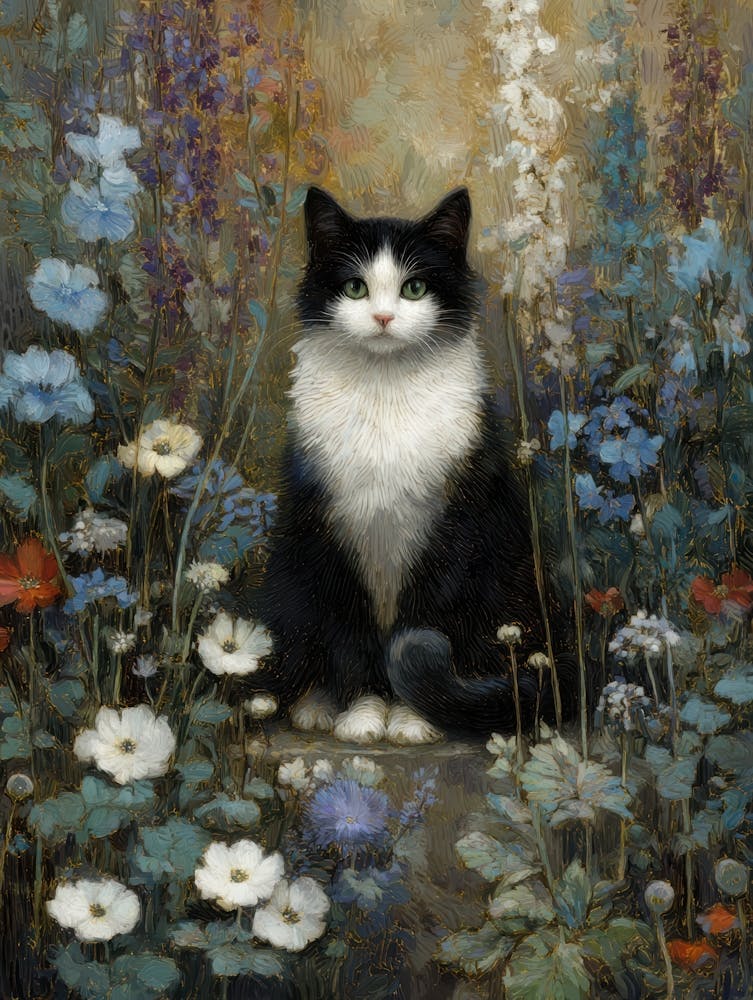 Cat In Flowers 3