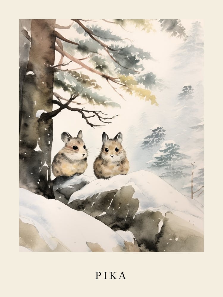 Winter Watercolour Pika 1 Poster