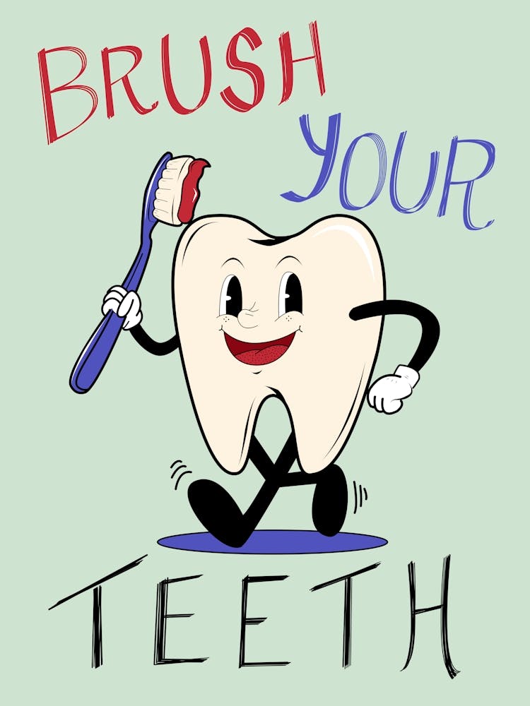 Brush Your Teeth Retro Cartoon Bathroom